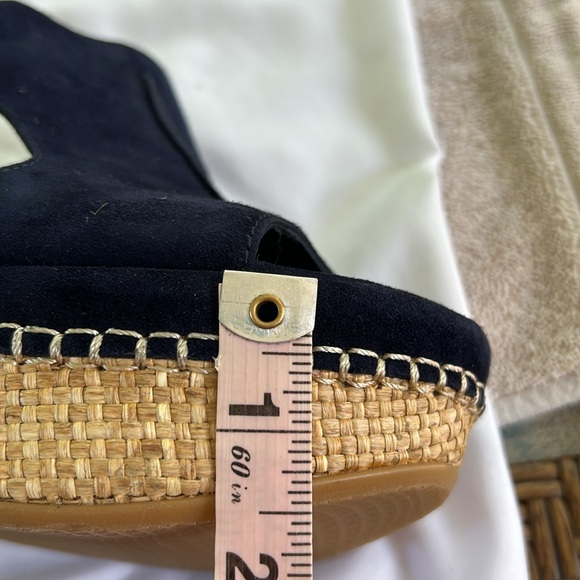 Stuart Weitzman Ponte Cutout Espadrille Platform Wedge Slides Navy Blue 8.5 - Picture 12 of 12